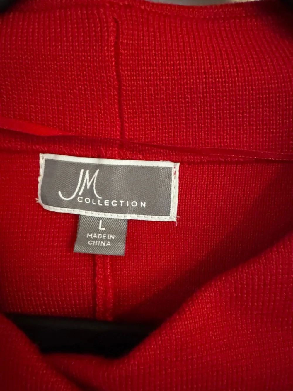 **NWT** JM Collection Red Asymmetrical Sweater Jacket & Jeweled Brooch Size - L - Picture 5 of 11